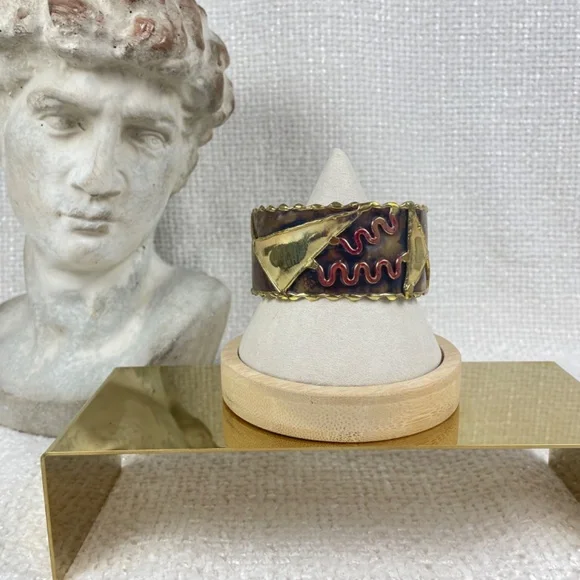 Set of Two Contemporary Artisan Cuff Bracelets Adjustable - Picture 4 of 7